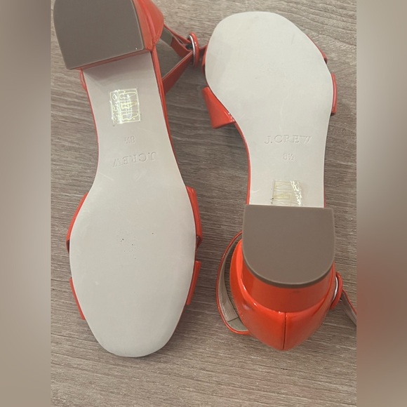 Jcrew red orange patent leather ankle wrap sandals size 8.5 - Picture 7 of 9